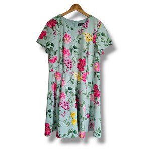 Jessica Howard Dress Size 18 W Green Pink Floral Valentine's Day Whimsy Fairy